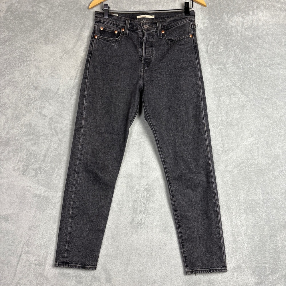 Levis Wedgie Straight Jeans Womens 26 Washed Black High Rise Denim 22861-0031